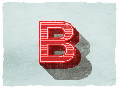 B is for Brent #8 3d b brent depth edges grunge old paint paper red shadow texture type typography vintage