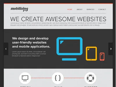 Responsive Website - Mobilising australia grey icons orange pune responsive website