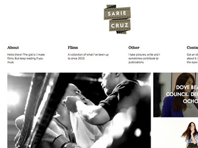 Sarie Cruz Website clean client film minimal portfolio sarie cruz videos web wordpress