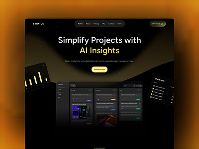 Stratus - SaaS Website business website dark theme design designer saas startup ui ux webflow website