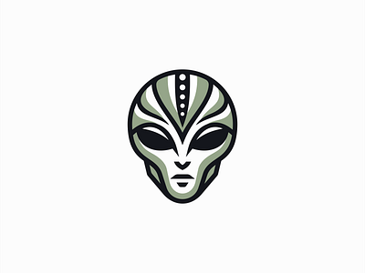 Alien Head Logo alien branding character design emblem face gaming geometric icon identity illustration logo mark portrait sci fi space symbol tech ufo vector