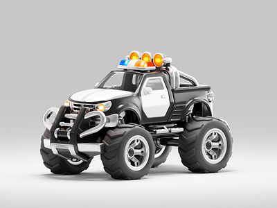 Stylized Police Monster Truck 3d 3d car 3d illustration car game asset illustration isometric monster truck police stylized toy