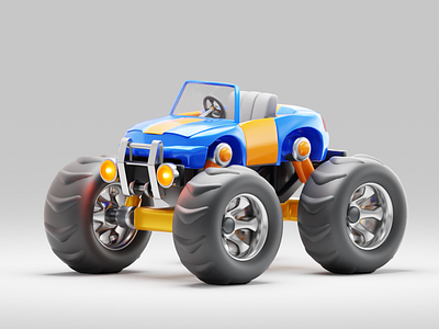 Stylized Monster Truck - Blue 3d 3d car car illustration isometric monster car monster truck truck