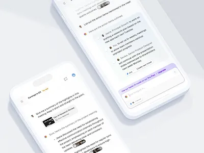 Meeting Summary — AI Chat Interface ai ai app app artificial intelligence assistant business chatgpt clean design ios machine learning meeting mobile mobile app productivity saas task ui user interface ux