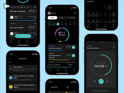 Orchard - Healthy Planner App | Design Mobile App app interface calendar calendar app donut chart habit health app life balance mobile analytics mobile app mobile design mobile screens planner progress tracking responsive task management tracking app ui ux