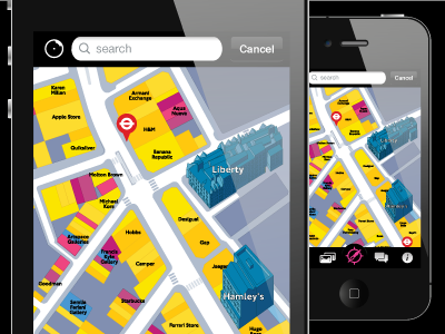 Living regent Street Map Shot 3d buildings ios iphone live living map tab bar