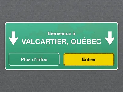 Bienvenue À Valcartier, Québec ios iphone road sign
