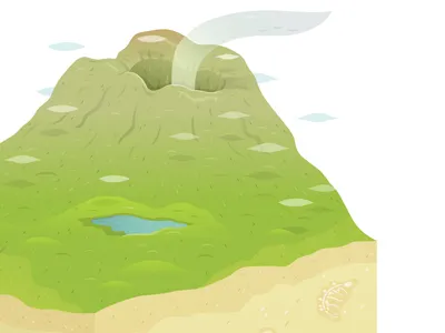 Volcano Geo block digital illustration isometric landscape mathers miniature nature outdoors vector volcano