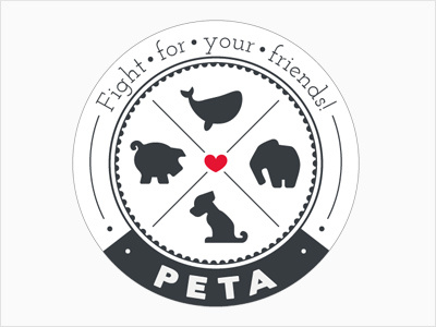 PETA Sticker - Friends dog elephant heart pig seal sticker whale