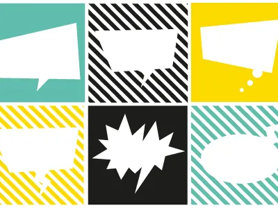 Speech Bubbles bubbles comic identity logo speech speech bubbles stripes talk text think