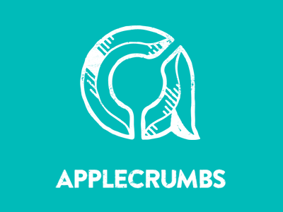 2012 Applecrumbs Logo (grunge version) applecrumbs brand grunge logo teal