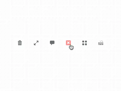 Quicons. 16px arrows close free freebie glyph icon keyboard psd speech bubble thumbnails trashcan wip