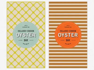 Island Creek Oysters branding color logo mark oyster patterns sticker type