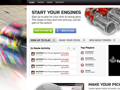 Athlon Sports Racing Game athlon sports nascar racing typography ui ux