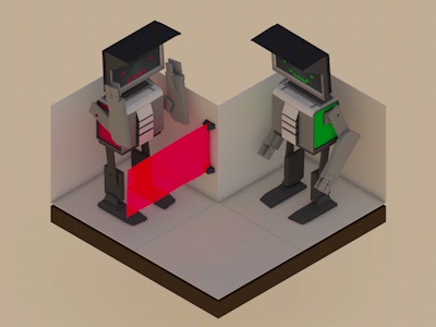 video tutorial c4d game gif green isometry laser level red robot