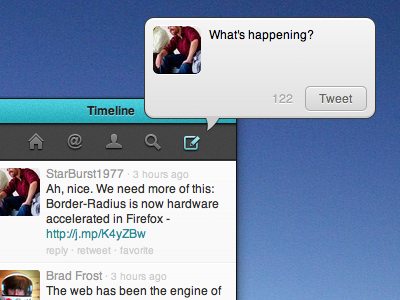 What's happening? app bubble chat css desktop gui html icons image interface sidebar text timeline tweet twitter ui widget