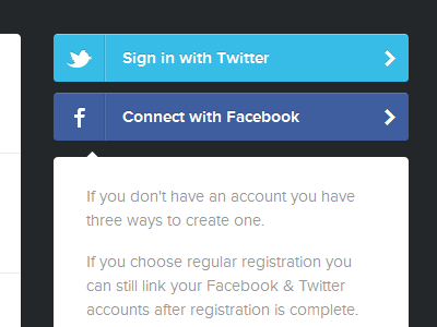 Social Signin button buttons facebook login registration sign in social twitter