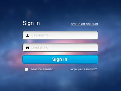 Sign In Form blurred forms log in sign in sign up web web design web elements
