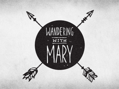 Wandering With Mary arrow circle hand drawn logo