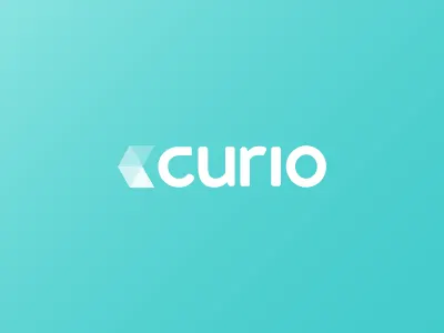 Curio logo agency blue brand branding curio curious design identity logo mint san francisco studio user experience ux