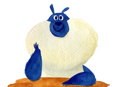 Blue bear character illustration ssebong water colors