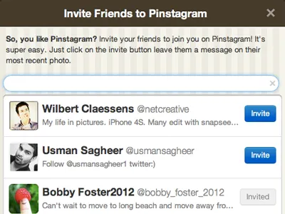 Invite Popup app brown css pinstagram
