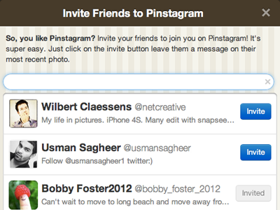 Invite Popup app brown css pinstagram