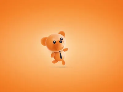 Hey bear character logo orange