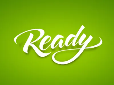 Ready Logo calligraphy custom green lettering ready white