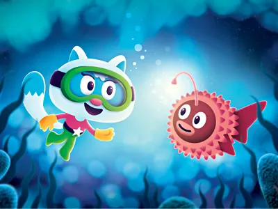 Under Water fish greeting card illustration sea tekenclub under water