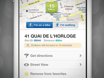 Bike Parkspots Tracking App Context Menu app application bicycle bike city design gui interface ios iphone mobile tracking ui ux