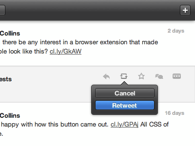 Retweet Action css3 interface tweet home