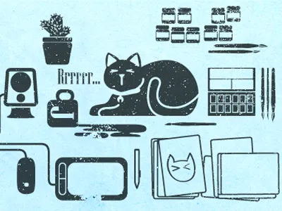 My Desk cat illustration