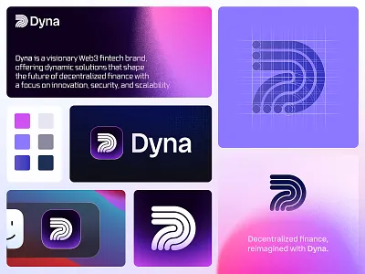 Dyna - Logo Design branding creative branding creative logo d dyna finance fintech flow freelance logo design gradient jeroen van eerden letter logo lettermark logo monogram power security visual identity design vivid brand identity design web3