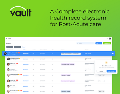 VaultMR - Healthcare SaaS Platform app care clean design green health healthcare post acute saas ui user experience ux vault web design webapp