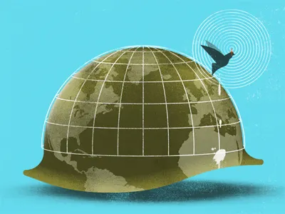 Helmet bird globe helmet illustration radar world