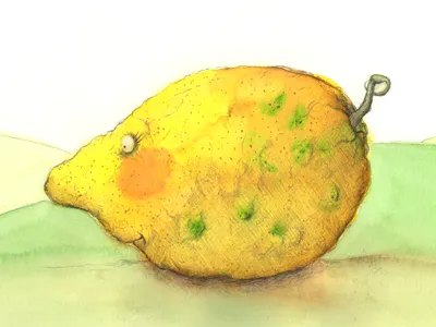 Citronella face illustration lemon sketchbook watercolor