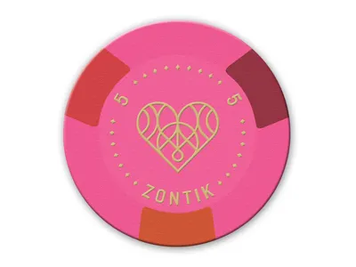 $5 Chip - Hearts card suits gambling games heart poker poker chip sam soulek soulseven zontik