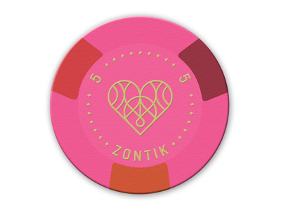 $5 Chip - Hearts card suits gambling games heart poker poker chip sam soulek soulseven zontik