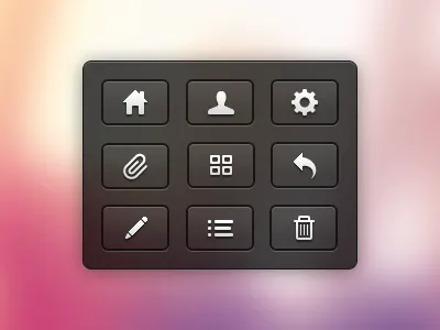 Iris Buttons attachment back button delete edit home icon settings user