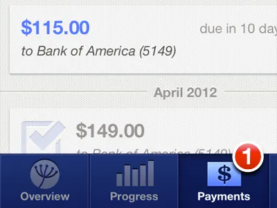 ReadyForZero iPhone App Payments app feed financial icons iphone money numbers payments readyforzero tab bar tabs ui