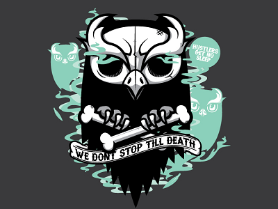 We Don't Sleep bird bone death ghost hustler j3concepts jthree mtv night owl skull tee vector