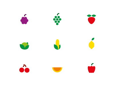 Free fruit vector icons part 1 cherry corn free freebie fruit grape icon lemon lettuce minimal orange pepper rasberry strawberry vector