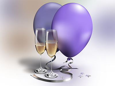 Party Mode balloons champagne icon illustration party ui