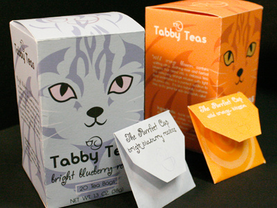 Tabby Teas cat character design design logo packaging tabby