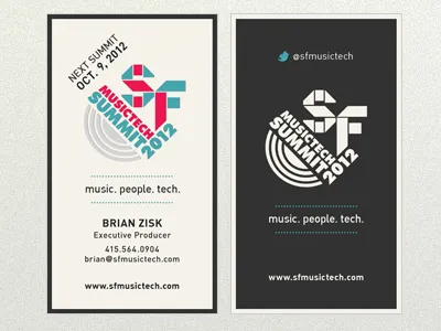 SF MusicTech Summit Business Card business cards layout music sf musictech typography