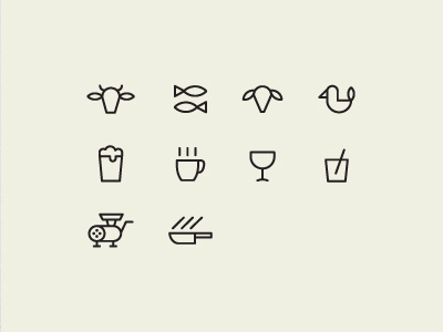 Restaurant Icons beef beer chicken coctail coffee cow fish icons knife lamb restaurant wine