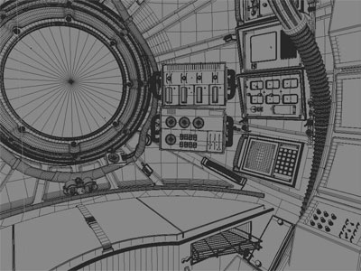 Spacestation c4d wireframe