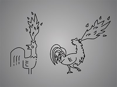 Roosters fire illustration pen red rooster sauce sriracha