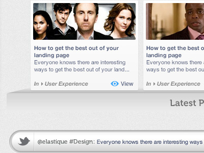 Elastique's upcoming blog page blog design feed interface listing page twitter ui ux